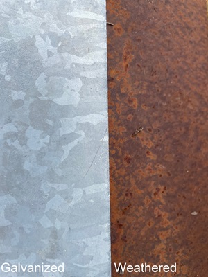 Side by side of steel and galvanized pole examples